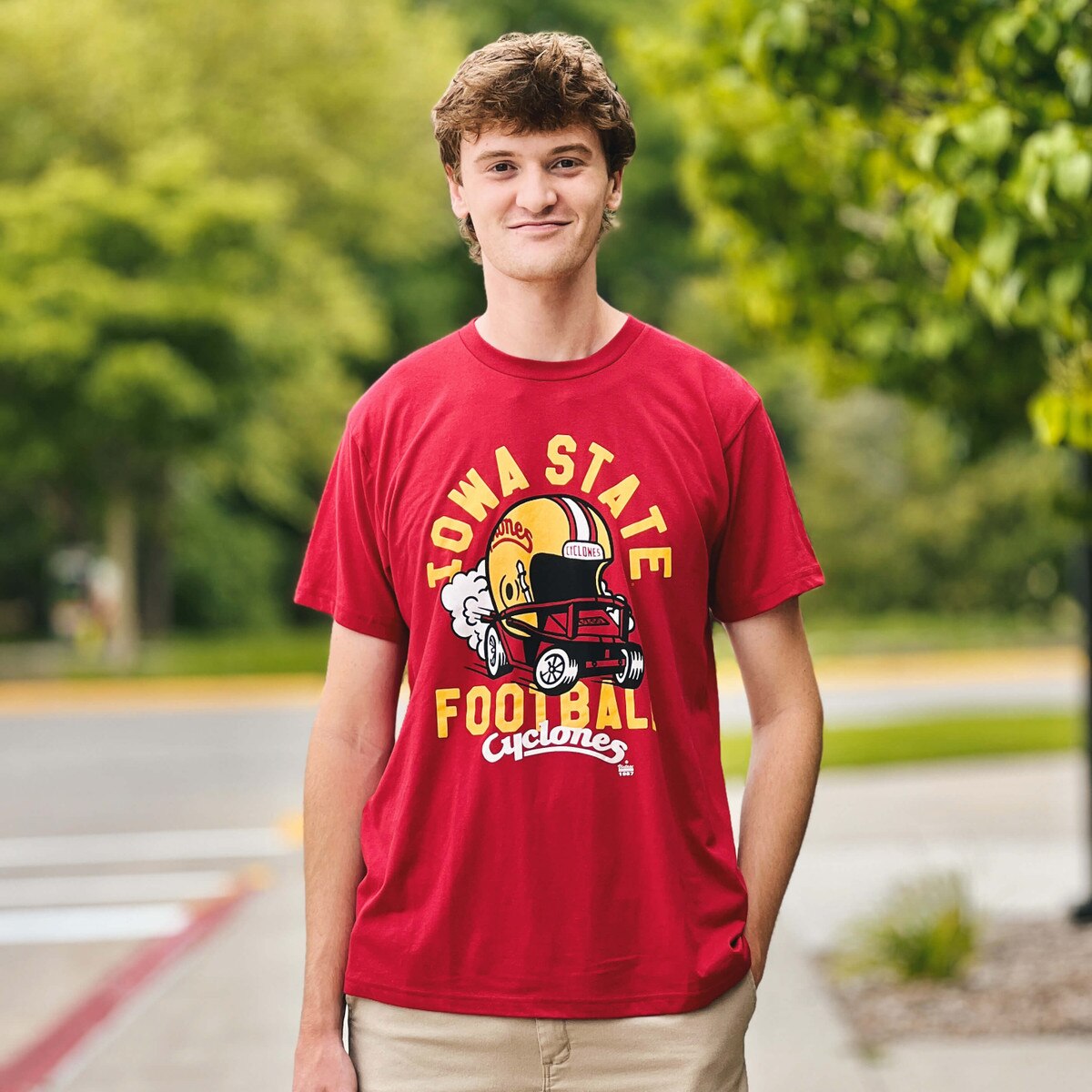 Homefield Football Helmet Car Cardinal Short Sleeve T-Shirt